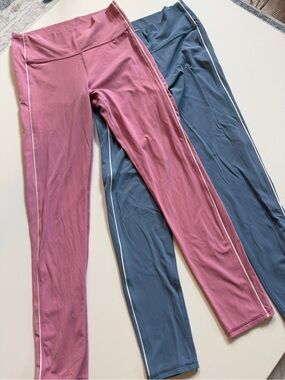 Kids Active Leggings -  All in Motion- Rose Pink and Slate Blue Bundle